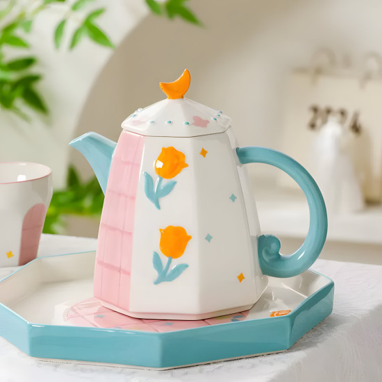 Porcelain Teapot & Cup Set 4 Pcs